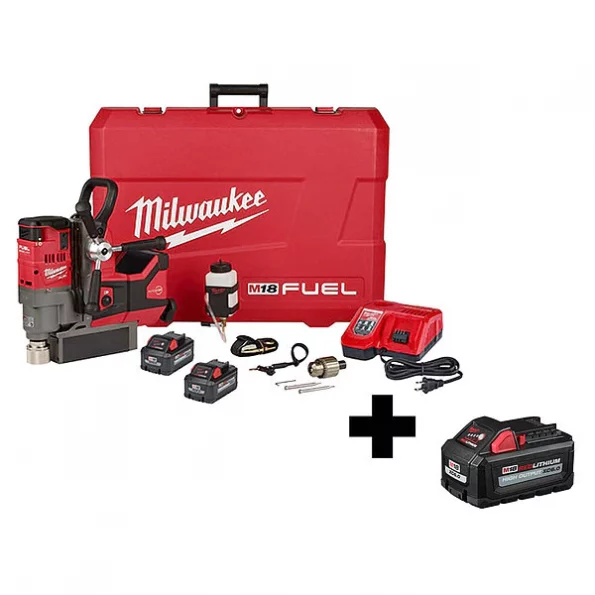 Milwaukee Magnetic Drill Kit, 690 RPM, 3 Batteries 1 Magnetic Drill Kit, 690 RPM, 3 Batteries