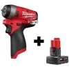 Milwaukee Impact Wrench, Cordless, 12V DC, 3200 RPM
