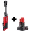 Milwaukee Ratchet, Cordless, 12V DC, 55 ft-lb Torque