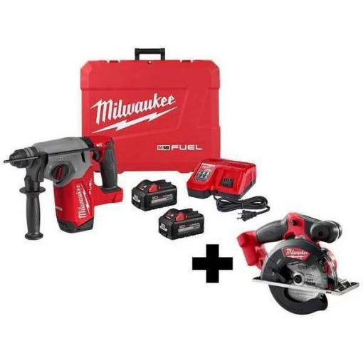 Milwaukee M18 Rotary Hmr Kit and Metal Circ Saw 1 M18 Rotary Hmr Kit and Metal Circ Saw