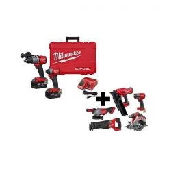 Milwaukee Tool Kit-2/ RS, Grnder, IW, CS, Nailer