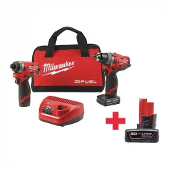 Milwaukee Cordless Combo Kit, 12.0V, 2 Tools