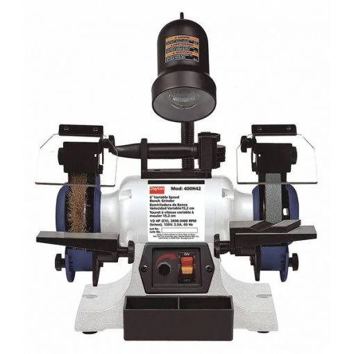 Dayton Bench Grinder, 6 in Max. Wheel Dia, 60 Grinding Wheel Grit 1 Bench Grinder, 6 in Max. Wheel Dia, 60 Grinding Wheel Grit