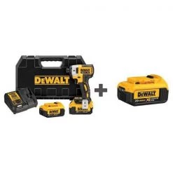 Dewalt 20V MAX XR 1/4" Cordless Impact Driver Kit, (3) 4.0Ah Batteries