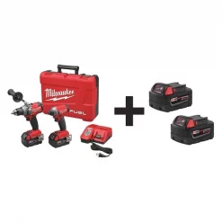 Milwaukee Cordless Combo Kit, 18.0 V, 2 Tools, 2 Batt