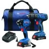 Bosch 18V 2-Tool Combo Kit with Compact 1/2 In. Drill/Driver and 1/4 In. Hex Impact Driver