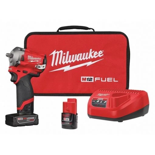 M12 FUEL™ 12V 3/8" Cordless Stubby Impact Wrench Kit (2 Batteries + Soft Case Bundle)