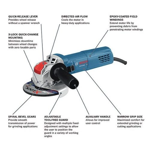 Angle Grinder, 10 A, Barrel Grip, 4.5 lb