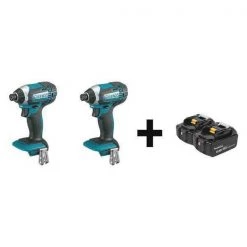 Makita 18V 1/4" Hex (2) Mfr. No. BL1840B-2 Batteries; (2) Impact Drivers