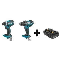 Makita Cordless Combo Kit, 18.0 V, 2 Tools, 2 Batt