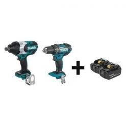 Makita Cordless Combo Kit, 18.0 V, 2 Tools, 2 Batt