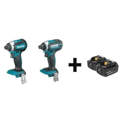 Makita 18V 1/4" Hex (2) Mfr. No. BL1840B-2 Batteries; (2) Impact Drivers 1 18V 1/4" Hex (2) Mfr. No. BL1840B-2 Batteries; (2) Impact Drivers