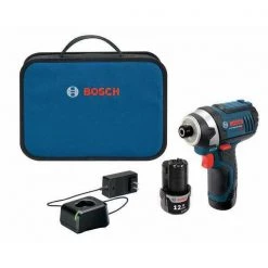 Bosch 12V 1/4" Cordless Impact Driver Kit, (2) 2.0Ah Batteries