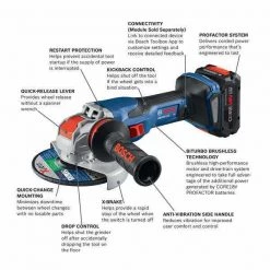 Bosch Angle Grinder, 18V DC, 5 in or 6 in Wheel Dia. 6 Angle Grinder, 18V DC, 5 in or 6 in Wheel Dia.