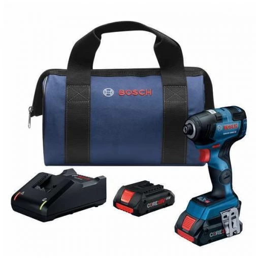 Bosch Hex Impact Driver Kit 18V EC 1/4" w/ 2 CORE18V 4.0 Ah Compct Batteries 1 Hex Impact Driver Kit 18V EC 1/4" w/ 2 CORE18V 4.0 Ah Compct Batteries