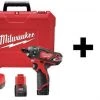 Milwaukee Cordless Screwdriver Kit, 12V, W/Add Bat
