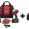 Milwaukee Cordless Combo Kit, 18.V, W/Add Bat