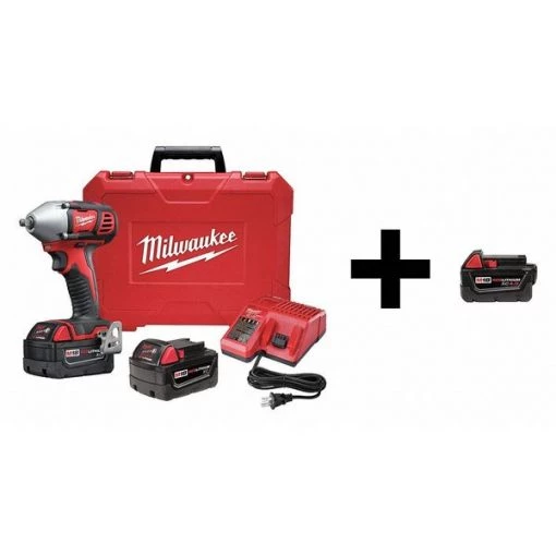 18V 3/8" Cordless Impact Wrench Kit, (2) 3.0Ah, (1) 4.0Ah Batteries