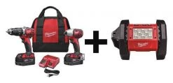 Milwaukee Cordless Combo Kit, 18.0 V, 3 Tools, 2 Batt