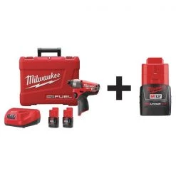 M12 FUEL Cordless Impact Driver Kit, (3) 2.0Ah Batteries