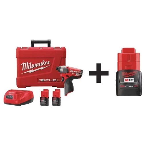 M12 FUEL Cordless Impact Driver Kit, (3) 2.0Ah Batteries