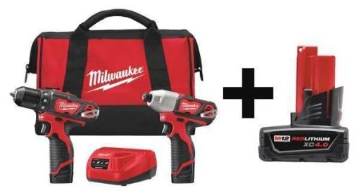 Milwaukee Cordless Combo Kit, 12.0 V, 2 Tools, 2 Batt 1 Cordless Combo Kit, 12.0 V, 2 Tools, 2 Batt
