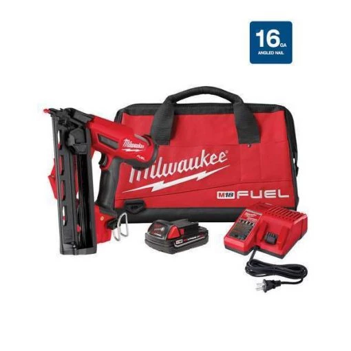 Milwaukee Nail Gun Kit, Cordless, For 16 ga Nail 1 Nail Gun Kit, Cordless, For 16 ga Nail