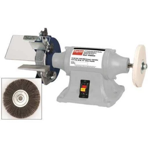 Bench Grinder, 6 in Max. Wheel Dia, 5/8 in Max. Wheel Thickness, 36 Grinding Wheel Grit