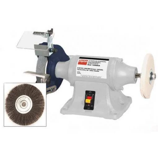 Bench Grinder, 8 in Max. Wheel Dia, 3/4 in Max. Wheel Thickness, 36 Grinding Wheel Grit