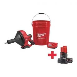 Milwaukee 25 ft Cordless Drain Cleaning Machine, 12V