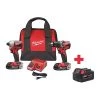 Milwaukee Cordless Combination Kit, 2 Tools, 18V DC